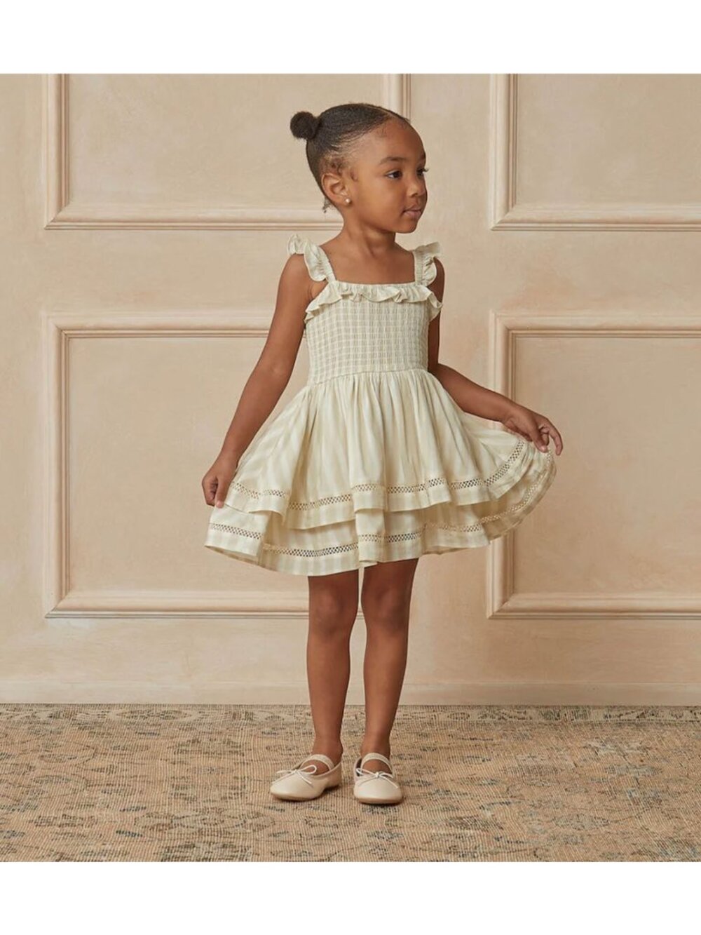NWT NORALEE birdie dress sage stripe beige girl 10y - Picture 1 of 5